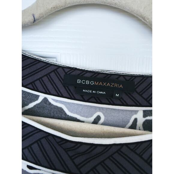 BCBGMAXAZRIA Black & Grey Shift Dress Kimono Oriental Medium Classic Career Fall - Picture 4 of 7